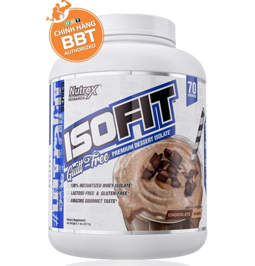 IsoFit của Nutrex cung cấp 25g whey protein isolate xịn không độn vị chocolate